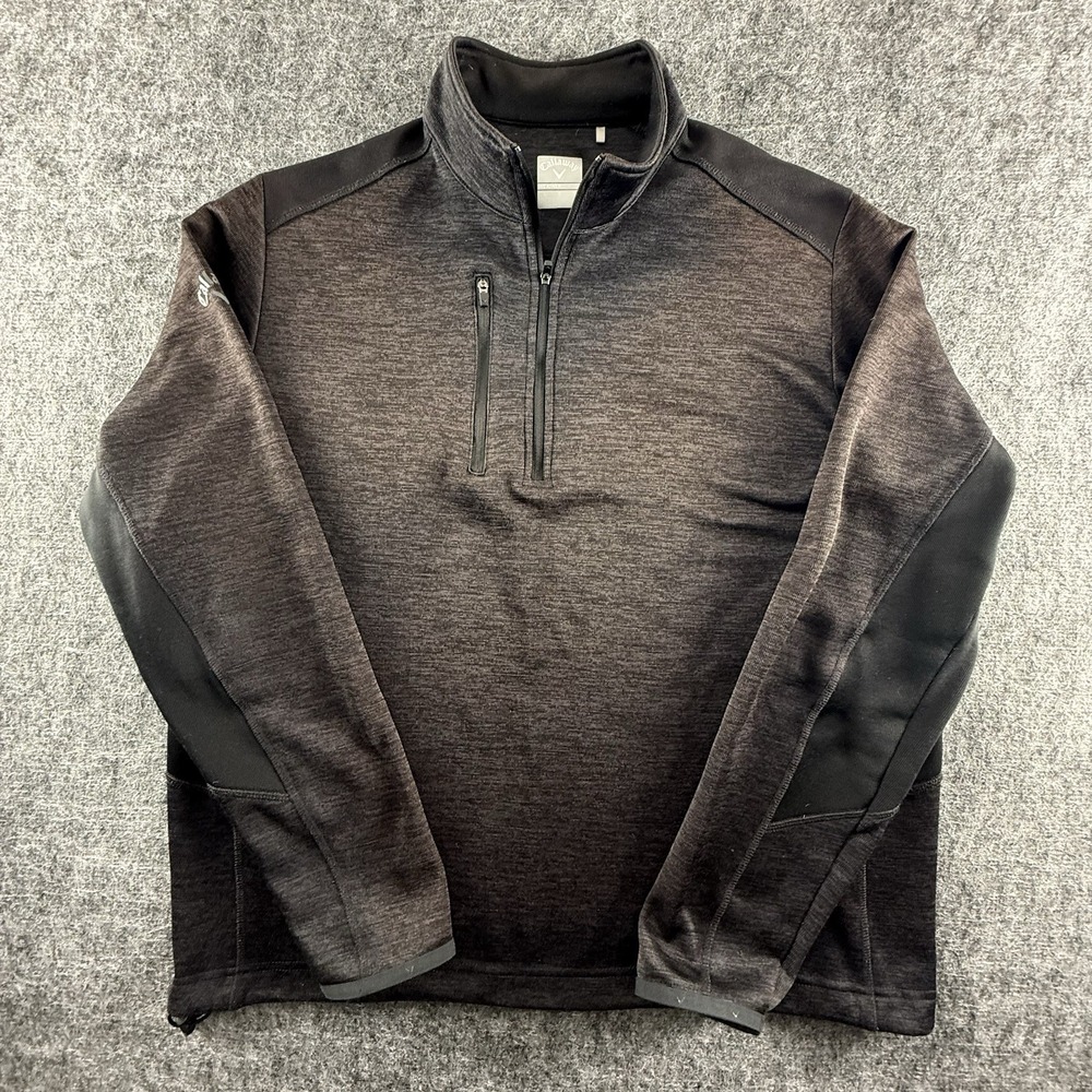 Callaway Weather‎ Series 1/4 Zip Pullover Mens Large Golf Stretch Brown